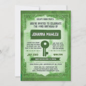 Invitation Green Grunge Escape Room Clé Anniversaire (Devant)