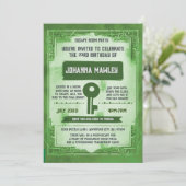 Invitation Green Grunge Escape Room Clé Anniversaire (Debout devant)