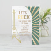 Invitation Green Guitare Rock et Roll Rockstar Anniversaire (Debout devant)