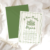 Invitation Green Hand Drawn A New Chapter Begins Baby Shower