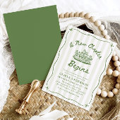 Invitation Green Hand Drawn A New Chapter Begins Baby Shower