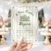 Invitation Green Hand Drawn A New Chapter Begins Baby Shower