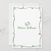 Invitation Green Hand Drawn Doodles Style Graduation Party (Dos)