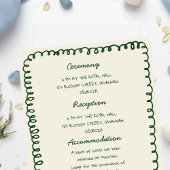 Invitation green hand drawn heart Whimsical Wedding details