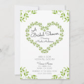 Invitation Green Heart Feuilles Shabby Chic Fête des mariées (Devant)