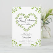 Invitation Green Heart Feuilles Shabby Chic Fête des mariées (Debout devant)