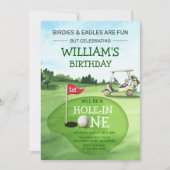 Invitation Green Hole-In-One Golf 1er Anniversaire par tee (Devant)