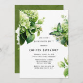 Invitation Green Hydrangea Butterfly Bachelorette (Devant / Derrière)