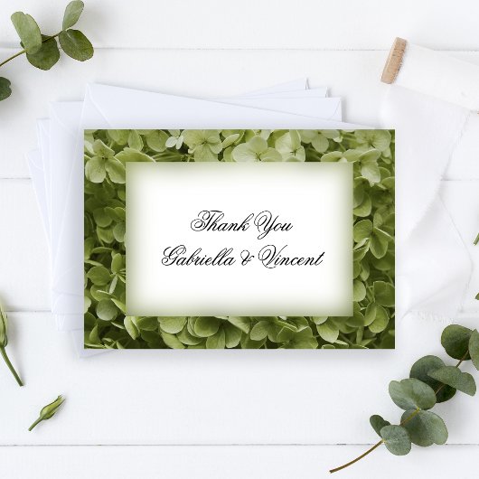 Invitation Green Hydrangea Flower Mariage Merci Notes