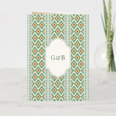 Invitation Green Ikat All in One Anand Karaj Sikh Mariage (Dos)