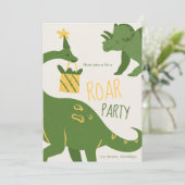 Invitation Green Illustration Roar Anniversaire Fête Invitati (Debout devant)