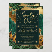 Invitation Green Jungle Poster de animal Agate 21e anniversai (Devant / Derrière)