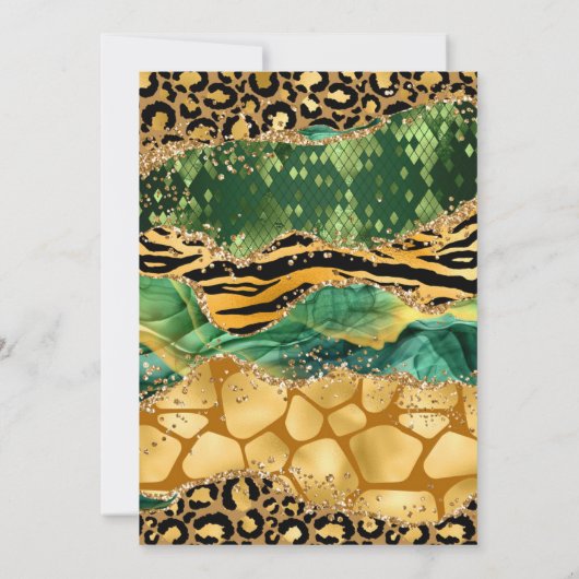 Invitation Green Jungle Safari Parties scintillant Agate 21e (Dos)