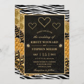 Invitation Green Jungle Safari Parties scintillant Mariage d' (Devant / Derrière)