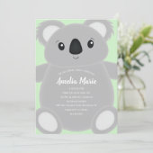 Invitation Green Koala Bear fête d'anniversaire (Debout devant)