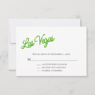 Invitation Green Las Vegas Sparkles Wedding RSVP