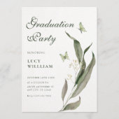 Invitation Green leaf Aesthetic elegant graduation  (Devant)