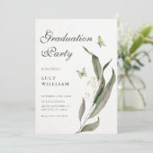 Invitation Green leaf Aesthetic elegant graduation  (Debout devant)