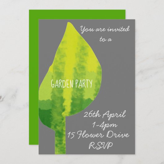 Invitation Green leaf éco nature jardin fonction (Devant / Derrière)
