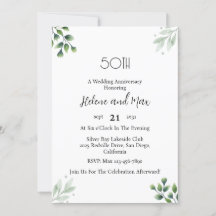 Green Leaf' Standard 50th Wedding Anniversary 