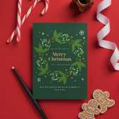 Invitation Green Leave Snowflake Joyeux Noël