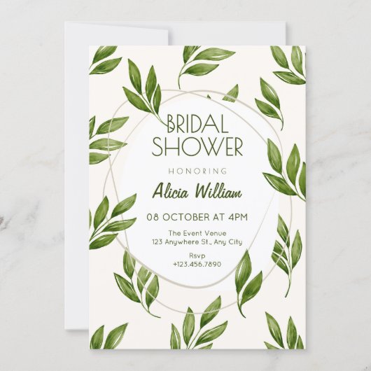 Invitation Green Leaves  (Devant)