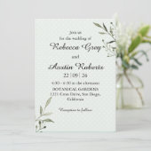 Invitation Green Leaves Modern  Minimalist Greenery Wedding (Debout devant)