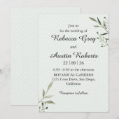 Invitation Green Leaves Modern  Minimalist Greenery Wedding (Devant / Derrière)