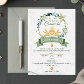 Invitation Green Leaves Wreath First Holy Communion Catholic