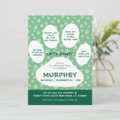 Invitation Green Let’s Pawty, Empreinte de patte (Debout devant)