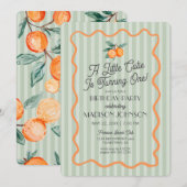 Invitation Green Little Cutie Pastel Citrus Thème Anniversair (Devant / Derrière)