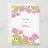 Invitation Green Lotus Lily Flowers Mariage Indien date de sa (Dos)