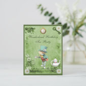 Invitation Green Mad Hatter Wonderland Birthday Tea Party (Debout devant)