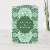 Invitation Green Mandala QR Code Mariage indien (Devant)
