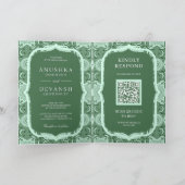 Invitation Green Mandala QR Code Mariage indien (Intérieur)