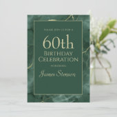 Invitation Green Marble 60th Birthday (Debout devant)
