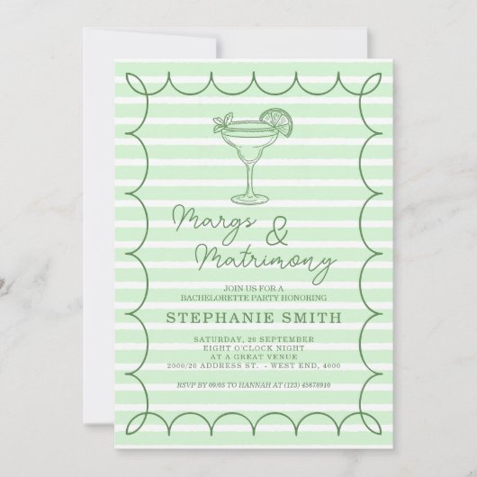 Invitation Green Margs and Matrimony Bachelorette Party (Devant)