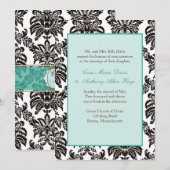 Invitation Green Mariage damassé moderne (Devant / Derrière)