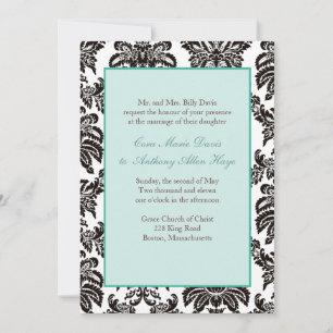 Invitation Green Mariage damassé moderne
