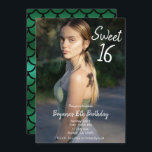 Invitation Green Mermaid Modern Photo Sweet 16 Party<br><div class="desc">Personnaliser pour tout événement.</div>