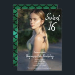 Invitation Green Mermaid Modern Photo Sweet 16 Party<br><div class="desc">Personnaliser pour tout événement.</div>