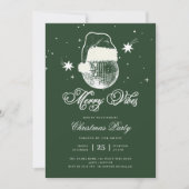 Invitation Green Merry Vibes Disco Ball Retro Noël (Devant)