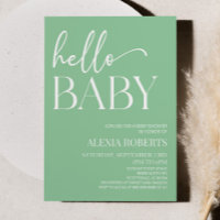 Green Minimal Hello Baby Baby shower