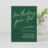 Invitation Green Minimalist Men Golf Birthday Par-Tee (Debout devant)