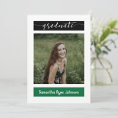 Invitation Green Modern Block 3-Photo Graduation (Debout devant)