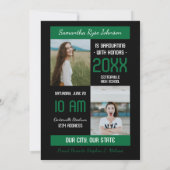 Invitation Green Modern Block 3-Photo Graduation (Dos)