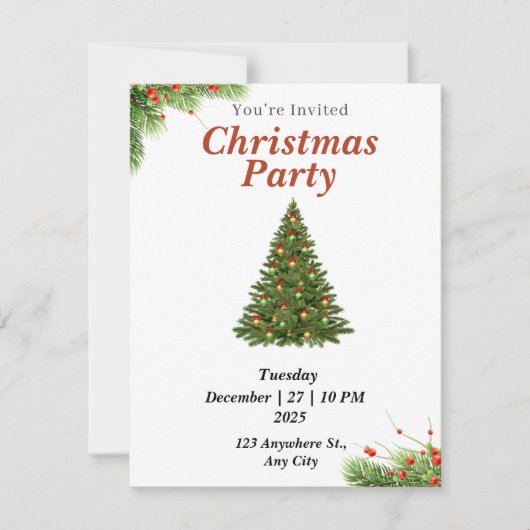 Invitation Green Modern Christmas (Devant)