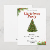 Invitation Green Modern Christmas (Devant / Derrière)