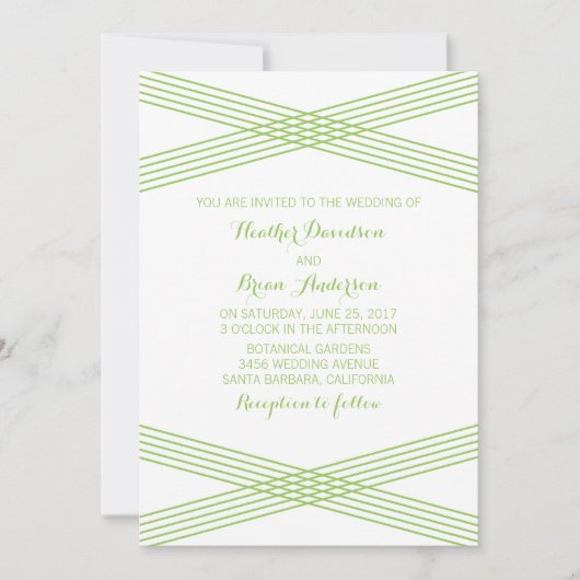 Invitation Green Modern Deco Wedding (Devant)