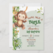 Invitation Green Monkey Young Wild Three Third Birthday (Devant)